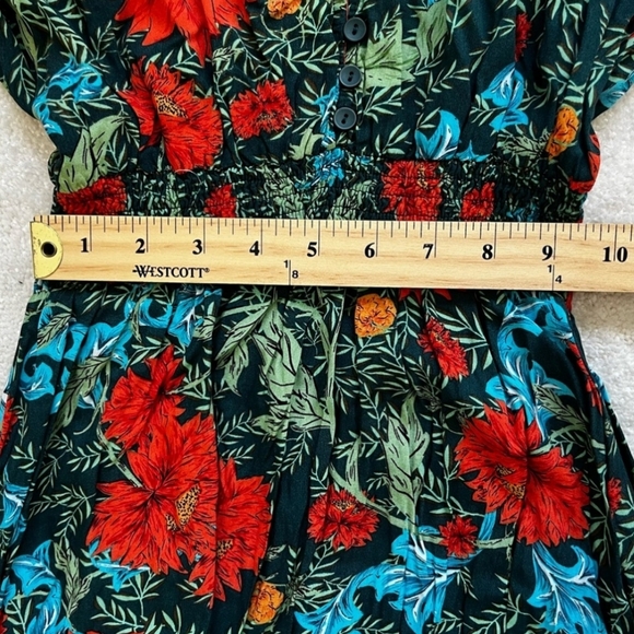 ATL Abel The Label Floral Dress Fantasy XS Blue Orange Green Short Sleeve - Picture 7 of 10